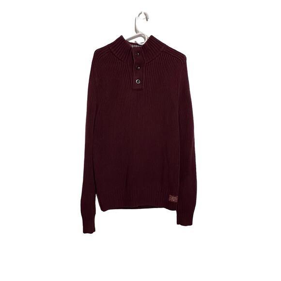 American Eagle Other - American Eagle Men’s Size Large Maroon Chunky Knit Button Collar Sweater